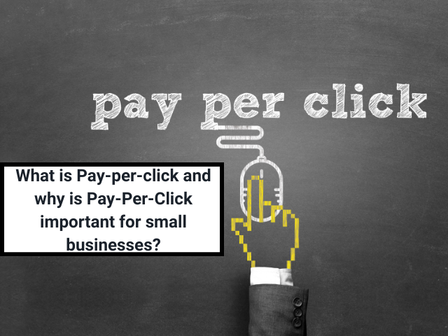 Pay-Per-Click concept showing a click on a digital ad with growth icons, symbolizing business success.